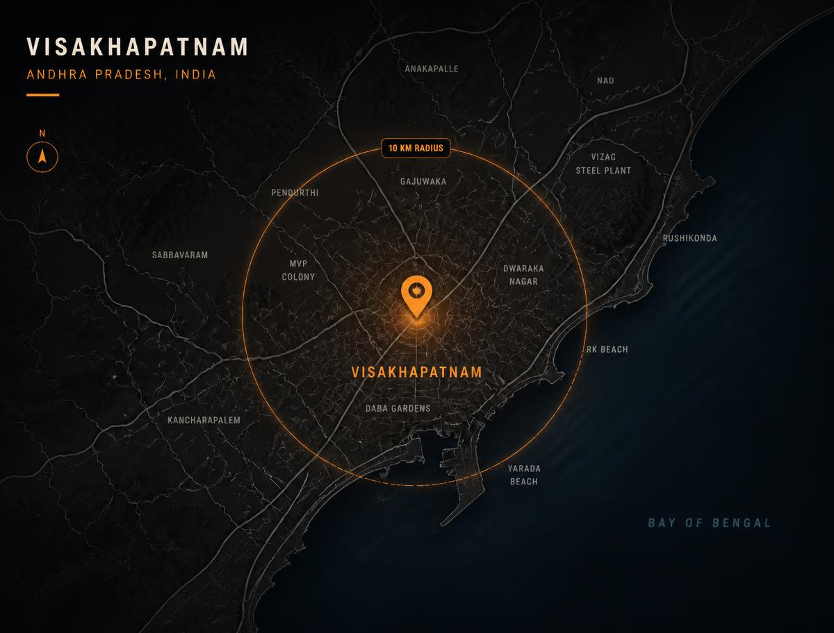 Visakhapatnam service area map for mobile tyre puncture assistance